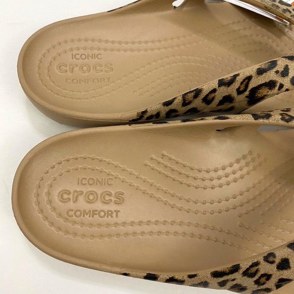 Crocs Kadee II Leopard Flip Flop Thong Sandals Women 6 - Picture 7 of 12